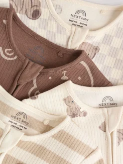 Marron - Lot de 4 dors-bien bébé à imprimé ours avec fermeture éclair bidirectionnelle (0mois-2ans)