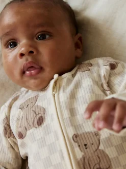 Marron - Lot de 4 dors-bien bébé à imprimé ours avec fermeture éclair bidirectionnelle (0mois-2ans)