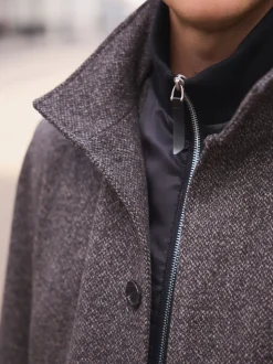 Marron - Manteau en entonnoir Blend en laine avec Vestes sans manches factice