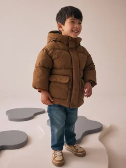 Marron - Manteau rembourré doublé Borg Résistant à la douche (3mois-7ans)