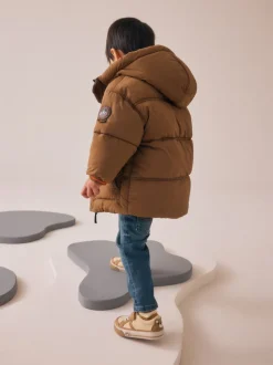 Marron - Manteau rembourré doublé Borg Résistant à la douche (3mois-7ans)