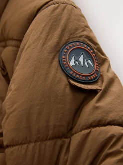 Marron - Manteau rembourré doublé Borg Résistant à la douche (3mois-7ans)