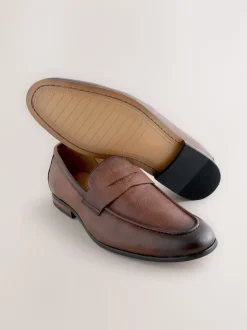 Marron - Mocassins en cuir embossé