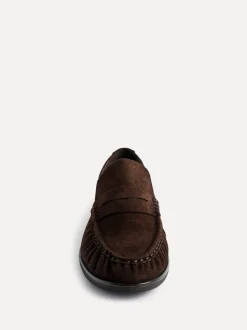 Marron - Mocassins Linzi Belmont froncés en cuir daim