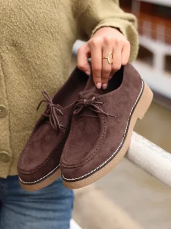 Marron - Mocassins Linzi Perth lacés à semelle épaisse