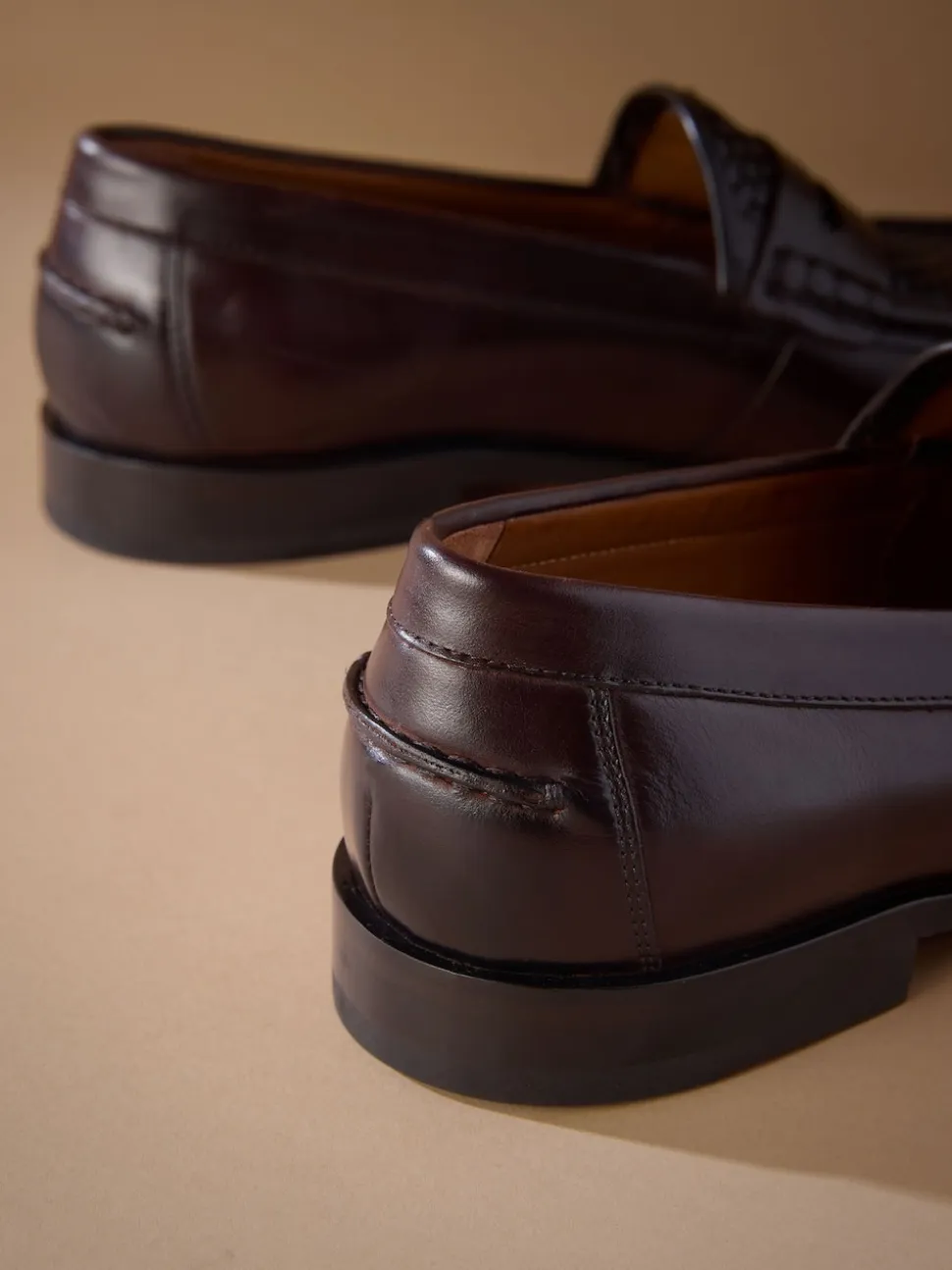 Marron - Mocassins Signature en cuir avec semelles tressées