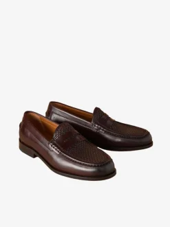 Marron - Mocassins Signature en cuir avec semelles tressées