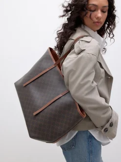 Marron à monogramme - Grand Sac épaule