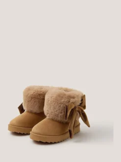 Marron - Monsoon Nœud Faux Fur Suedette Ankle Bottes