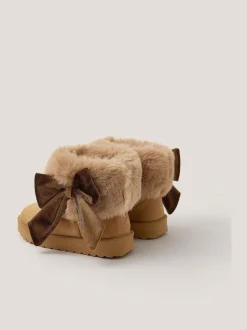 Marron - Monsoon Nœud Faux Fur Suedette Ankle Bottes