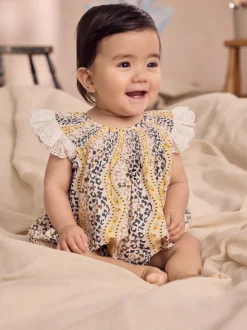 Marron À motifs - Barboteuse brodée Cath Kidston 100% coton imprimée