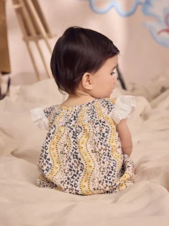 Marron À motifs - Barboteuse brodée Cath Kidston 100% coton imprimée