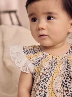 Marron À motifs - Barboteuse brodée Cath Kidston 100% coton imprimée