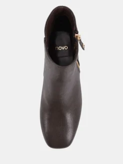 Marron - Novo Bottes Kate zippées à talons carrés et bout carré