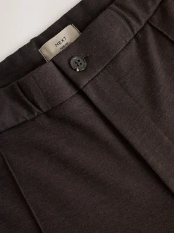Marron - Pantalon élégant à taille élastique avec contenu en laine