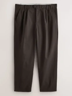 Marron - Pantalons chinos extensibles à double pli