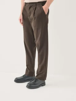 Marron - Pantalons chinos extensibles plissés simples