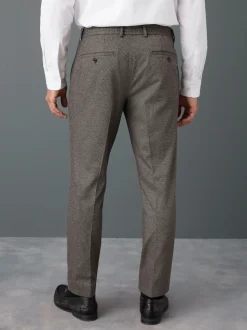 Marron - Pantalons Coupe ajustée texturés à dos élastique extensible