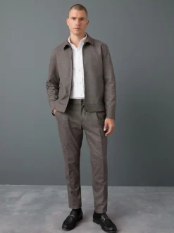 Marron - Pantalons Coupe ajustée texturés à dos élastique extensible