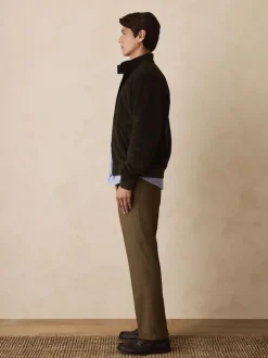 Marron à petit motif pied-de-poule - Slim Fit (Slim Fit) - Pantalons texturés élégants