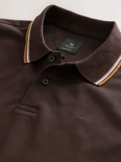 Marron - Polo coupe classique à manches courtes et liserés