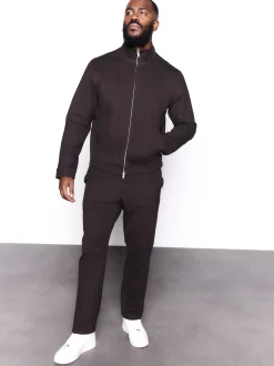 Marron - Premium Smart Col cheminée zippé avec laine