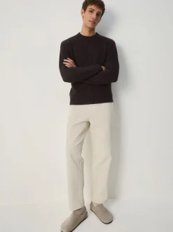 Marron - Pull Col rond Texture Coupe classique