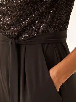 Marron - Roman Sequin Bodice Col bénitier Combinaison