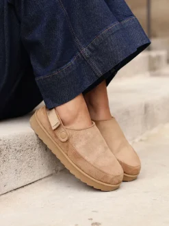 Marron - Sabots Linzi Teddy à enfiler à bride arrière