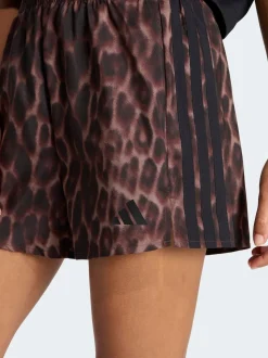 Marron - Short tissé adidas Workout Essentials à motif léopard