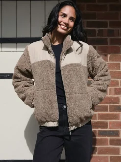 Marron - South Beach Borg Doudoune zippée