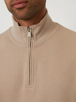 Marron - Sweat Threadbare texturé à col zippé