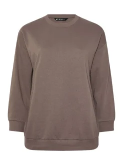 Marron - Sweat-shirt basique Yours Curve