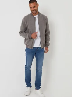 Marron - Threadbare bomber brossé en fausse laine