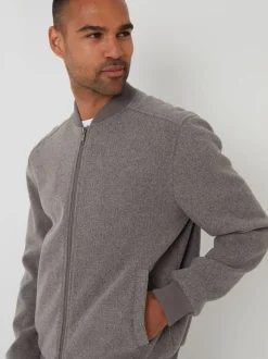 Marron - Threadbare bomber brossé en fausse laine