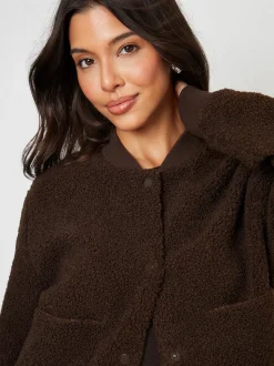 Marron - Threadbare Borg aviateur imitation peau de mouton