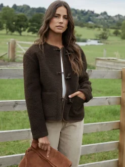 Marron - Threadbare Borg Veste en laine polaire