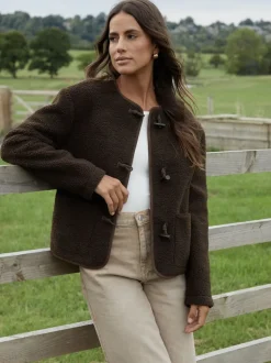 Marron - Threadbare Borg Veste en laine polaire