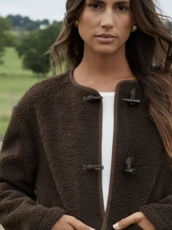 Marron - Threadbare Borg Veste en laine polaire