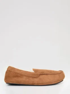 Marron - Threadbare chaussons mocassins doublés de fausse fourrure en faux daim