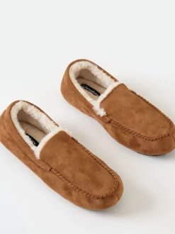 Marron - Threadbare chaussons mocassins doublés de fausse fourrure en faux daim