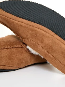 Marron - Threadbare chaussons mocassins doublés de fausse fourrure en faux daim