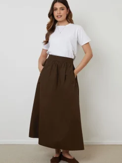 Marron - Threadbare Jupe midi avec poches