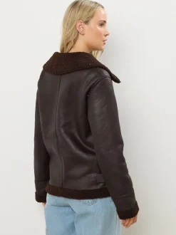 Marron - Veste aviateur Long Tall Sally à coutures fuselées