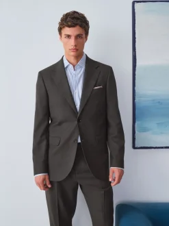 Marron - Veste de costume slim en laine Blend