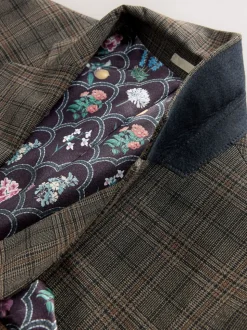 Marron - Veste de costume slim à carreaux