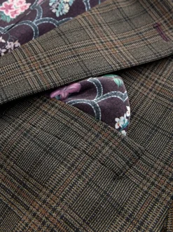 Marron - Veste de costume slim à carreaux