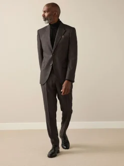 Marron - Veste de Costume Coupe ajustée Signature Cerruti en laine italienne à dents de chiot