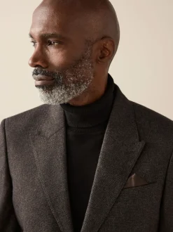 Marron - Veste de Costume Coupe ajustée Signature Cerruti en laine italienne à dents de chiot