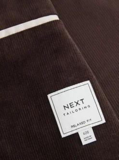 Marron - Veste de costume décontractée en velours côtelé